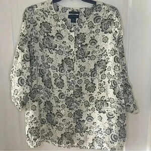 Tahari 100% Linen Floral Tunic 2X